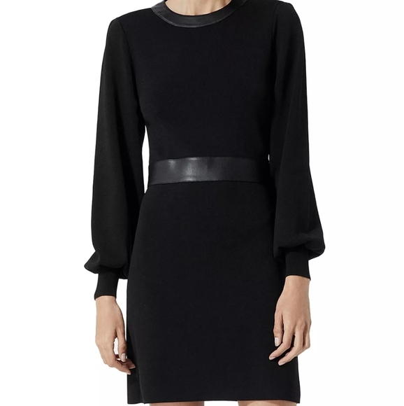 The Kooples Leather Trim Knit Dress Dresses